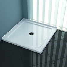 1000x1000x40mm Square Shower Base Central & Side Waste Hole Optional Easy Clean