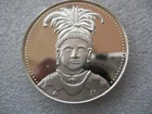 1-OZ RARE CORNPLANTER-SENECA NATIVE INDIAN TRIBAL NATIONS .925 SILVER COIN+GOLD