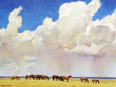 Maynard Dixon Prairie Shower 1927 17''x 22'' Archival Art Print