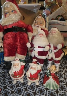 Vintage Napco Harold Gale Rubber Face Rushton Lot Of 7 Santas & Angel Lot