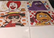 Set Of 4, SUPER RARE McDonald's Flags, Ronald, Grimace, Hamburglar, Birdie - NEW