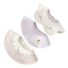3pcs Soft Embroidered Waterproof Bibs Comfortable Cotton Kids Bibs for Toddlers