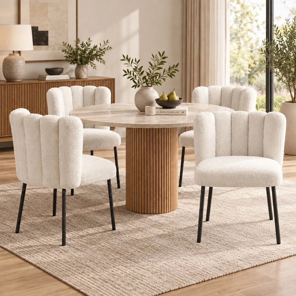 4x Esszimmerstühle Küchenstühl Polsterstuhl Küchenstuhl Gepolsterter Sitz Beige