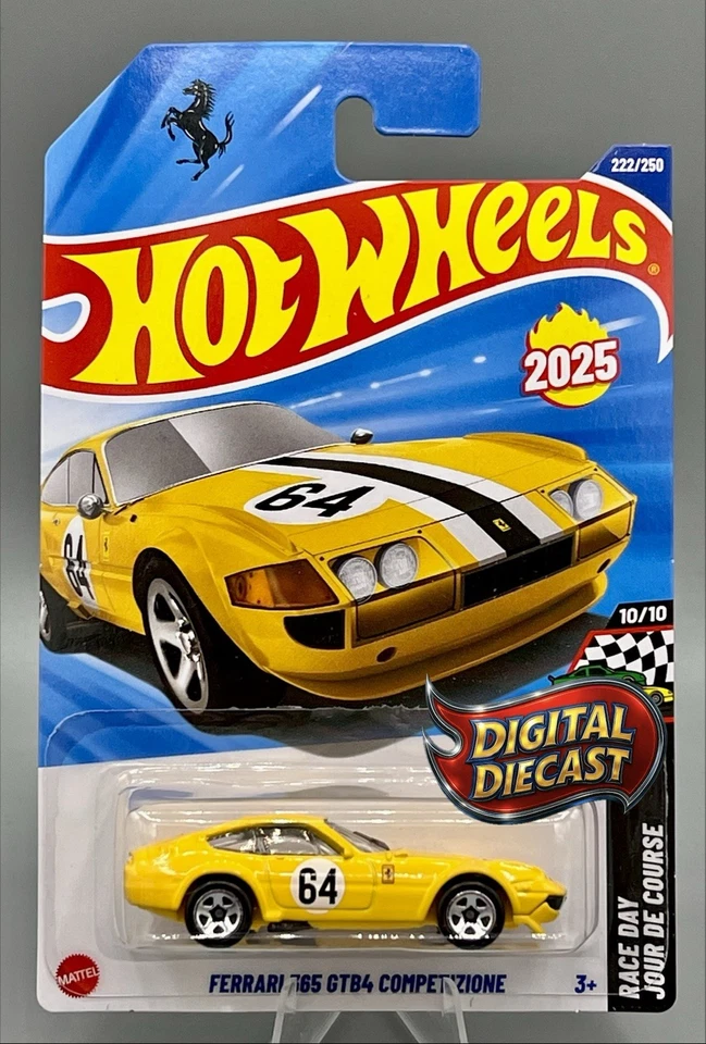 Hot Wheels 2025 Case Q Mainline # FERRARI 365 GTB4 Yellow