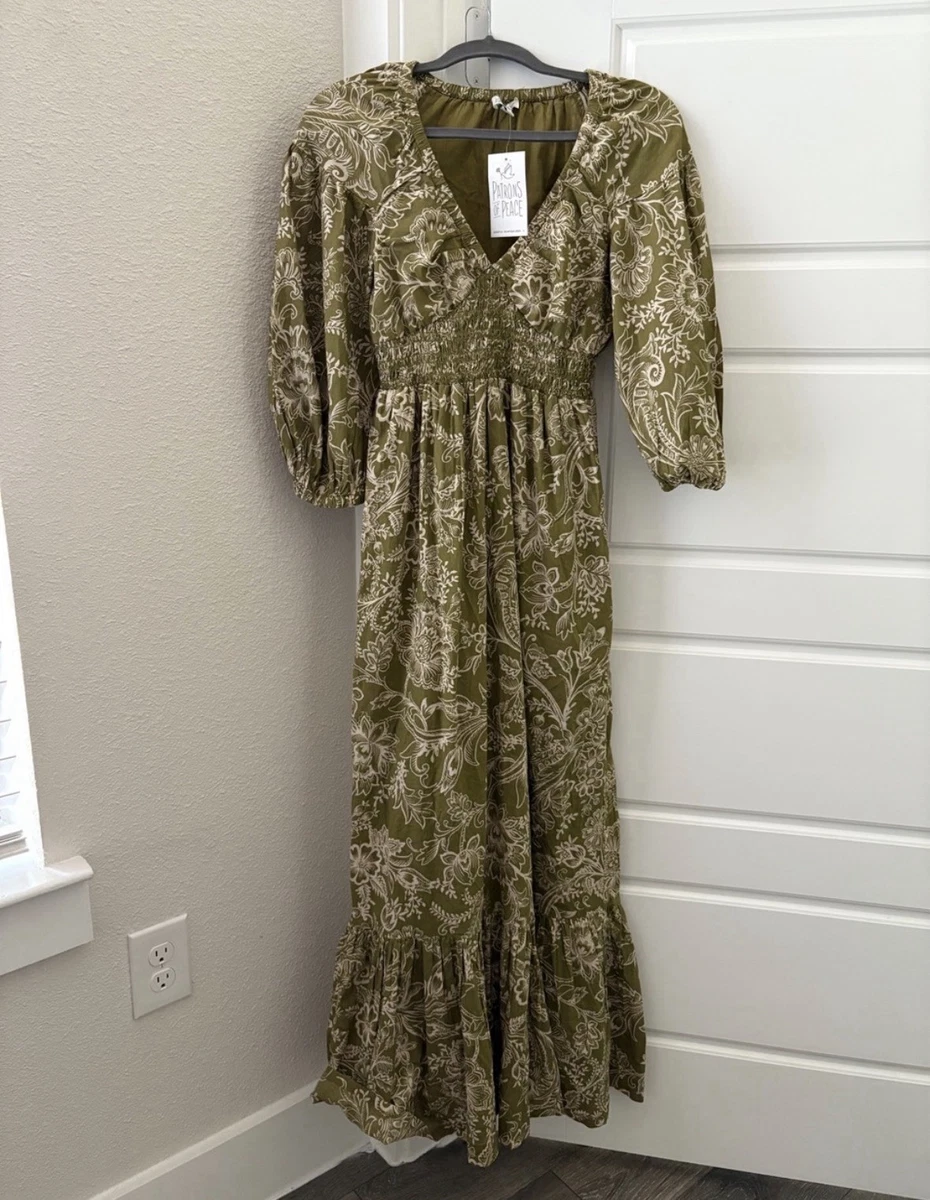 patrons of peace green dress Cotton Clothing for Women for sale Autumn wedding dress
