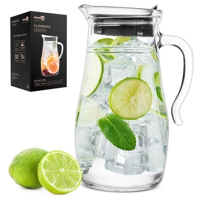 1.8L Glass Water Jug Pitcher Juice Cocktail Iced Tea Carafe with Lid Fridge - Image 1 of 4