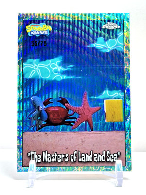 2025 Topps Chrome SpongeBob SquarePants Aqua #'d /75 The Masters of Land & Sea