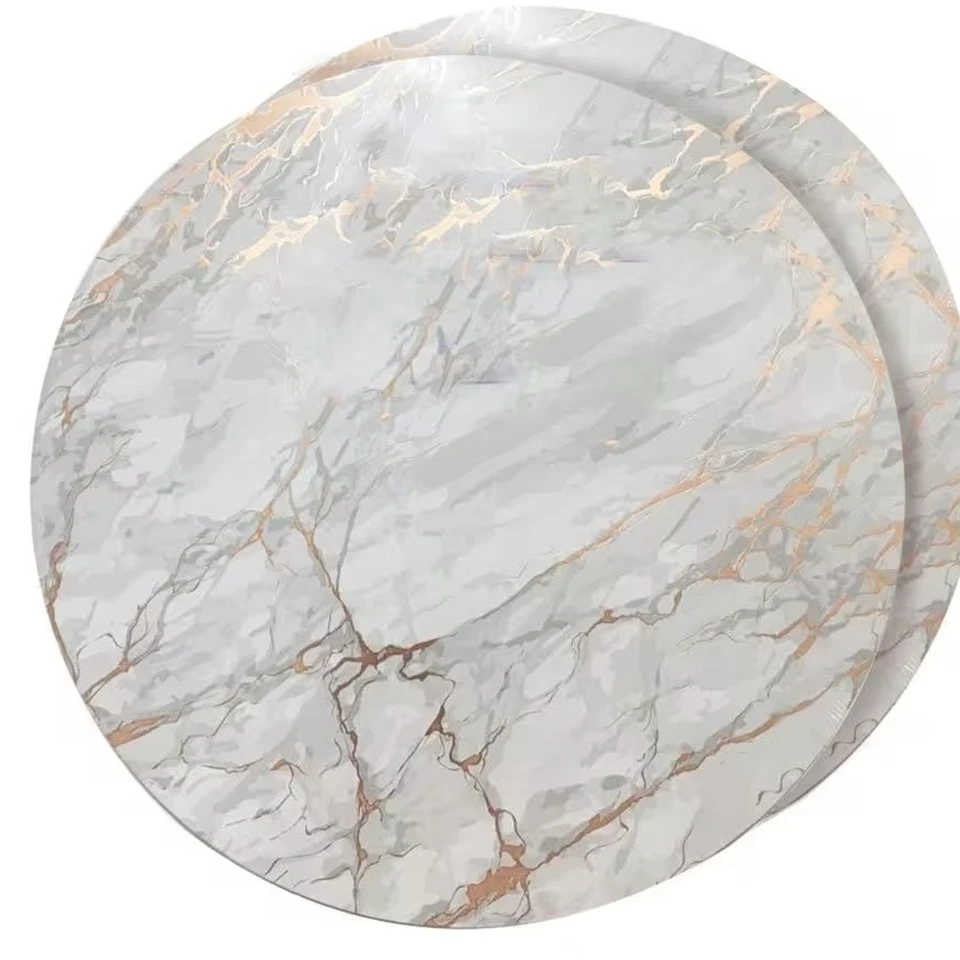 15" X 15" Gold Ivory And Gray Abstract Agglomerated cork Round Placemats - Image 4 of 4