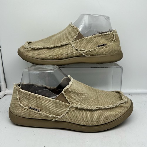 Crocs Shoes Men’s Size 8 Beige Santa Cruz Casual Slip On Loafer Deck