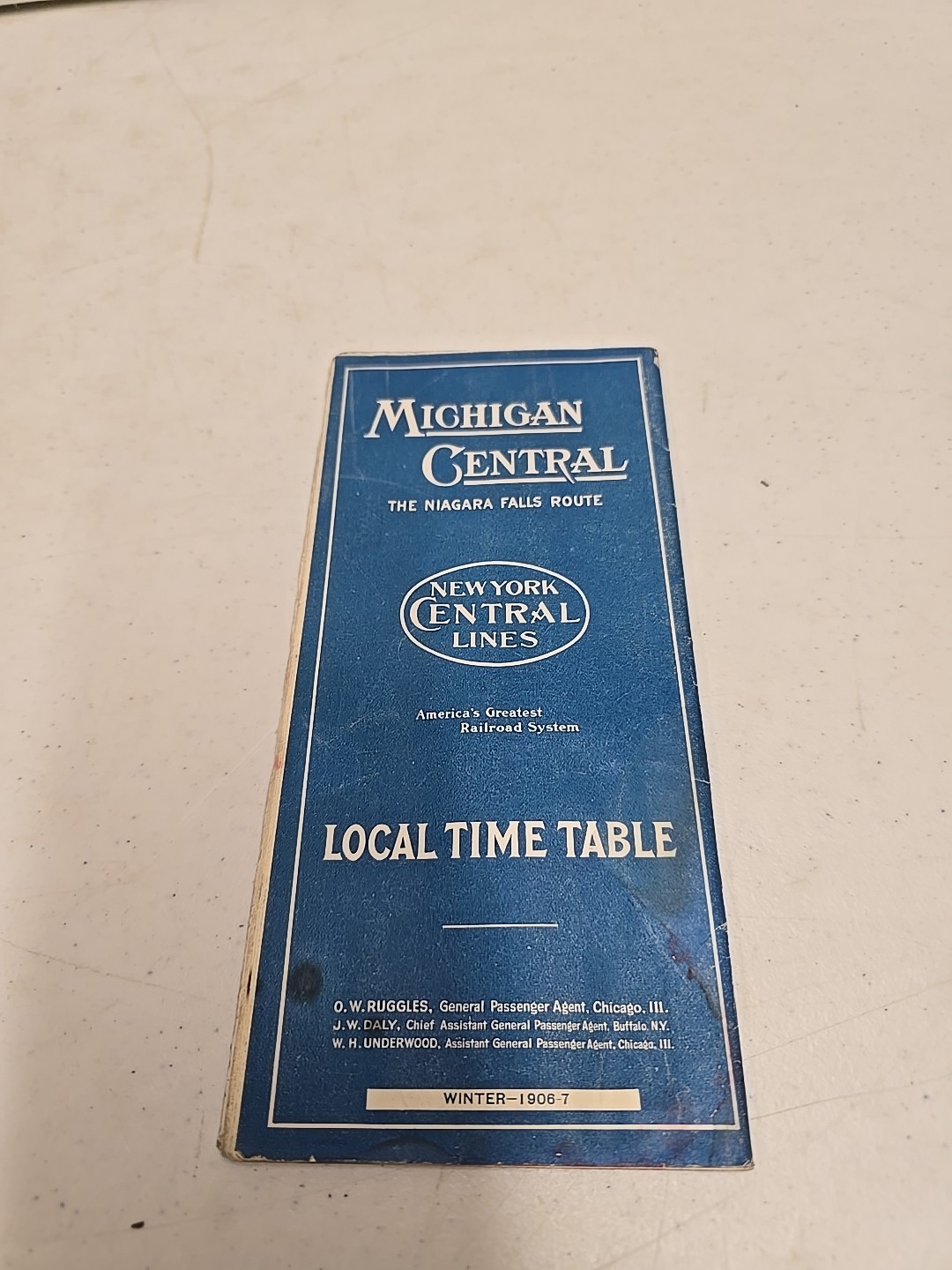 Antique Winter 1906 MCRR Michigan Central Railroad Niagra Falls Route Time Table