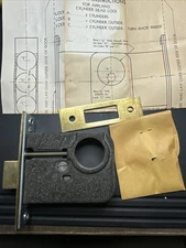 NOS Small JOP Castiron Mortise Lock with Strike and Template Antique Vintage