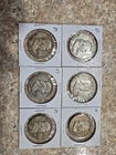 Lot of 6 Franklin HalfDollars, 1954-1958, 90% Silver, 2.17 ounces of pure silver