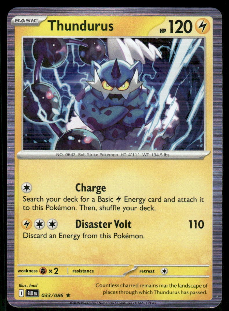 Thundurus SV: Black Bolt [033/086] Rare Holofoil NM Pokemon