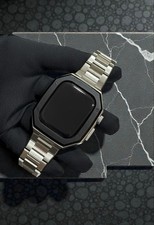 Apple Watch Metal Band Stainless Steel Cover Case Black Silver 46mm Series 10 11