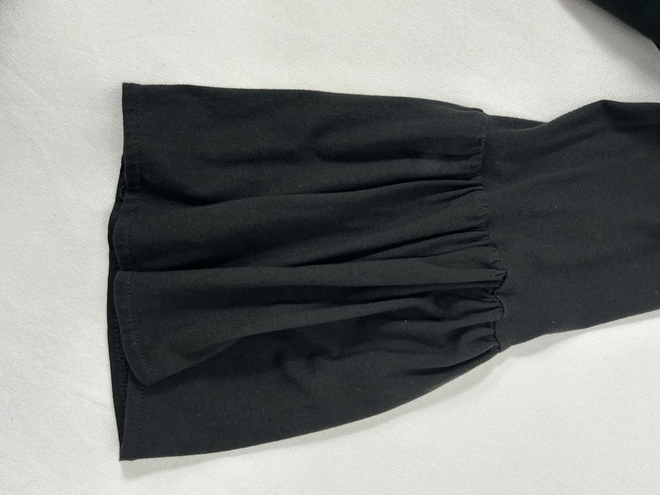 Blusa Banana Republic Top Mujer L Negra Plisada Manga Campana Sólida Foto 4 de 4