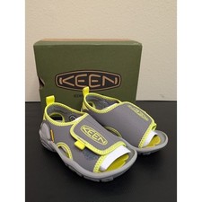 NIB KEEN Knotch River Open Toe Sandals Unisex Kids Size 8 Toddler Gray Yellow