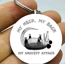 Possum My Neck Bacn Anxiety Attack Funny Cute Stainless Keychain Art Animal