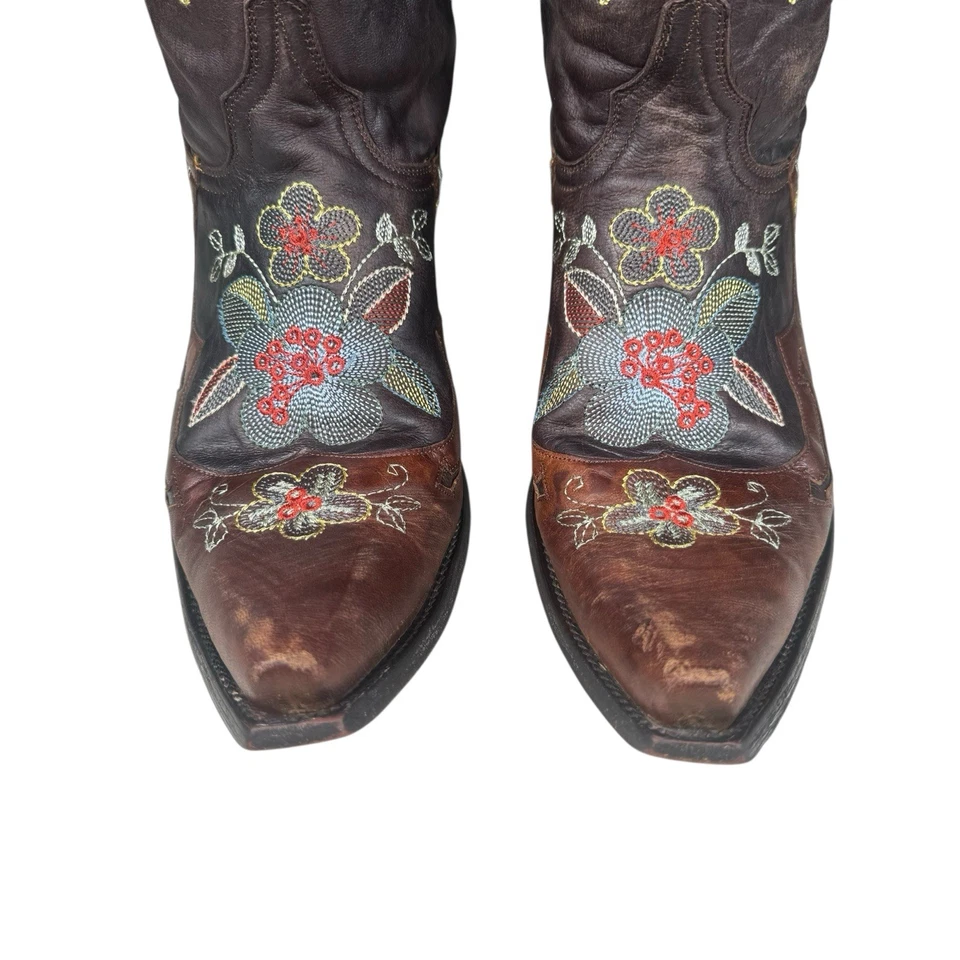 Botas Old Gringo Bonnie para mujer bordadas florales marrones/multicolor talla 10 B Foto 3 de 4
