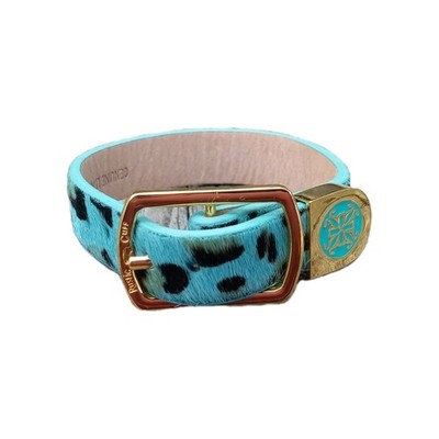 New Rustic Cuff Kacy Bracelet Leopard Blue Turquoise Black Leather Gold Buckle