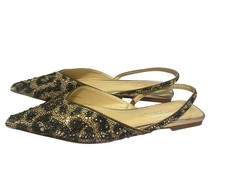 Betsey Johnson Vance Leopard Rhinestone Slingback Flats Pointed Toe 7