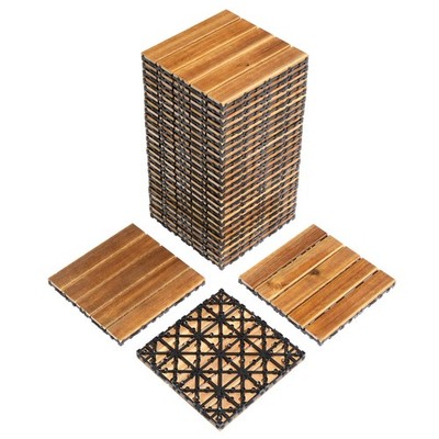 27pcs Wood Interlocking Deck Tiles 11.8''x11.8'', Waterproof Flooring