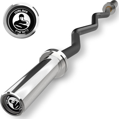 EZ Curl Barbell for Bicep & Tricep Workouts - 500Lb Capacity, Angled Grips