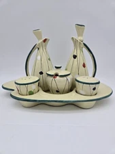Vtg Mid Century MCM Italy Oil Vinegar Salt Pepper Sugar Cruet Condiment Set