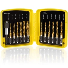 3-in-1 Titanium Drill Tap Bit Set 13Pcs SAE Metric Countersink Tapping Tool Quic