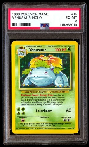 PSA 6 Venusaur Holo 15/102 Base Set Game Pokemon