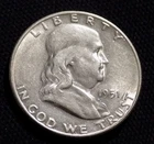 1951 S Franklin Silver Half Dollar AU Details