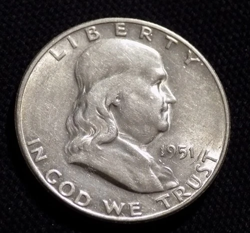 1951 S Franklin Silver Half Dollar AU Details