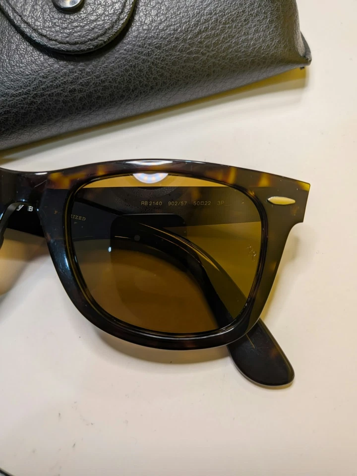 Ray-Ban Vintage Original Wayfarer Classic Polarized Sunglasses - Tortoise/Green., photo 3 of 5