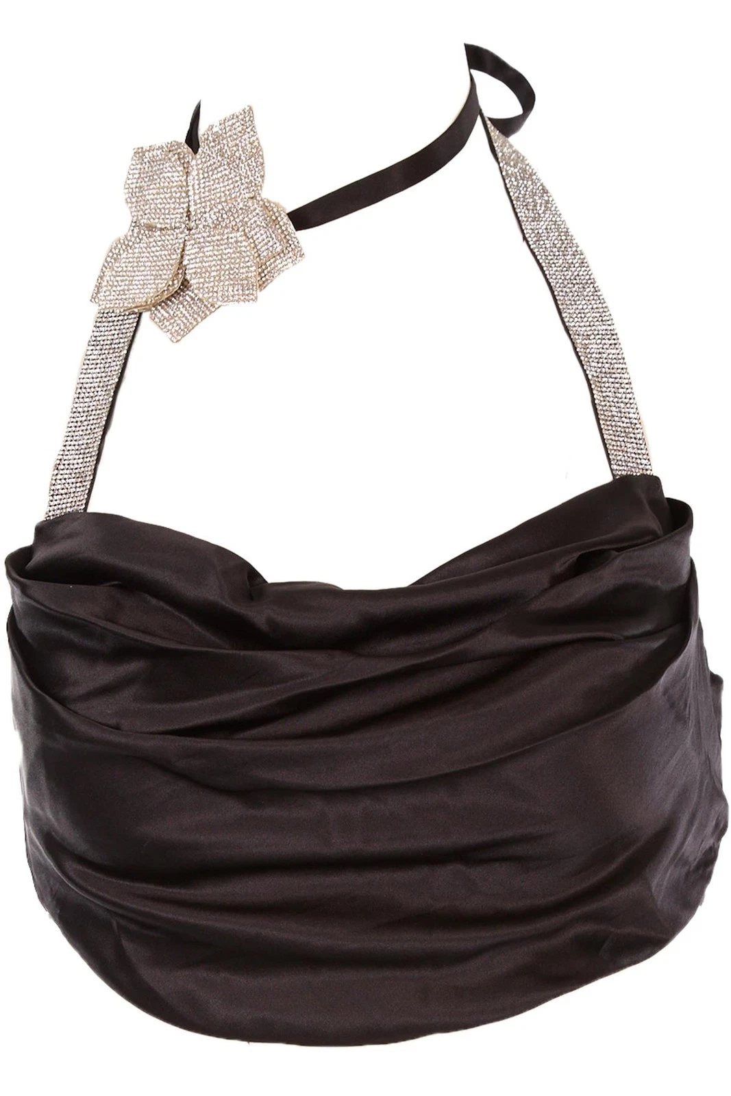 NUÉ STUDIO BLACK SATIN TOP XSMALL
