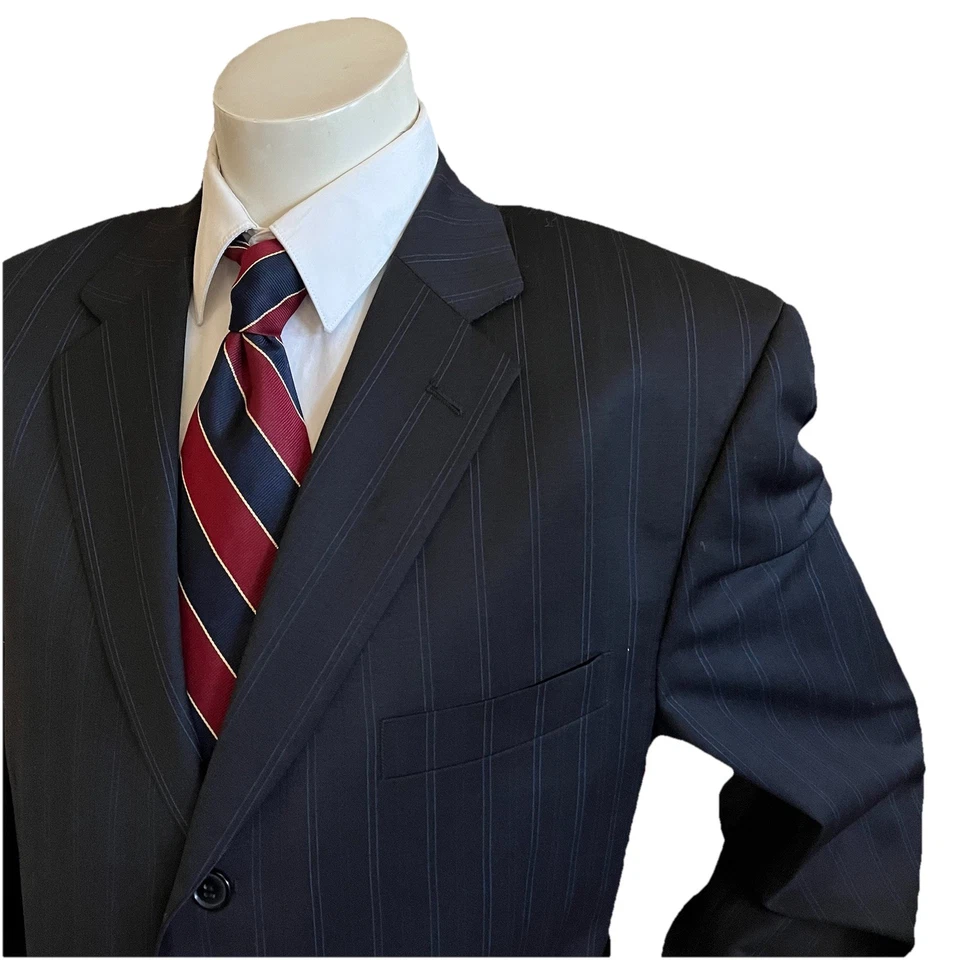 Traje Giorgio Cosani Para Hombres 2 piezas 46L 40x32 Super 140s Lana A Mano A Rayas Foto 2 de 4