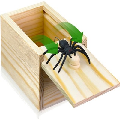 Holz Spinne Trick Box Streichholzschachtel Überraschung Spielzeug Gummi