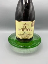 Fire and Light Recycled Art Glass  Green Celery Wine Bottle Stand Candle Holder