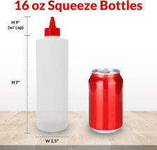Plastic Squeeze Bottles, 16 Oz.  8 Pack  Condiment Squeeze Bottles for Sauc...