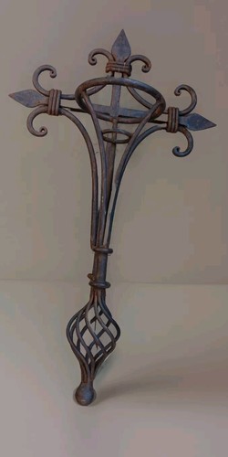 Vintage Handmad Iron Scroll Candle Holder Wall Sconce Cross for 21"x12" Pillar