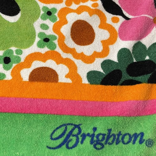Vintage BRIGHTON Beach Towel Logo 1990s Butterflies Flowers Large Thick 64x32 - Picture 4 of 8