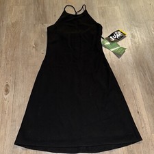 Vintage Jump Apparel Little Black Dress High Neck Cross Straps Back Size 3/4 NEW