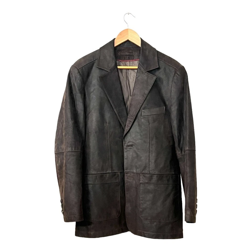 Chaqueta Blazer Angelo Litrico Cerdo Gamuza Cuero Para Hombre Marrón 40R Abrigo Deportivo Años 90 Foto 2 de 4