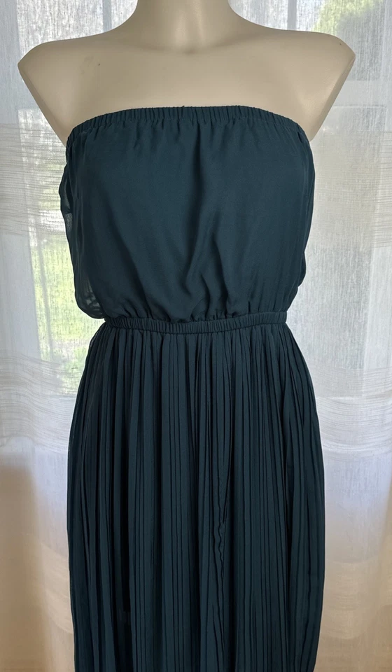 Sexy Maxi Vestido Ya-LA Talla SM Verde Azulado Sin Tirantes Boho Playa Resort Tropical Foto 2 de 4