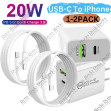 For iPhone 11/12/13/14/8/XR Fast Charger 20W PD Cable Cord Power Adapter Type-C