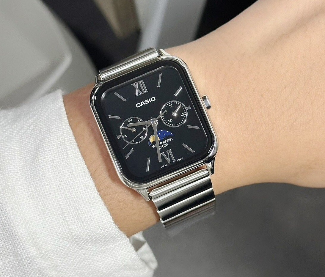 時計 CASIO MTP M305D L MTP-M305D-1A2 M305 A Casio MTP-M305D-4A Moonphase Quartz Stainless Steel Men's