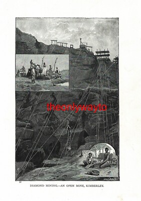 Diamond Mining, Tagebau Kimberley, Buchillustration (Druck), 1903