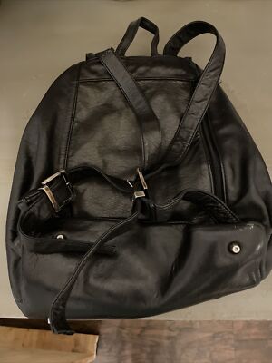 Perlina Ny Leather Backpack Daypack Black Soft Supple  display picture 1