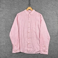 Marine Layer Shirt Mens M/L Pink Striped Long Sleeve Button Up Casual Cotton