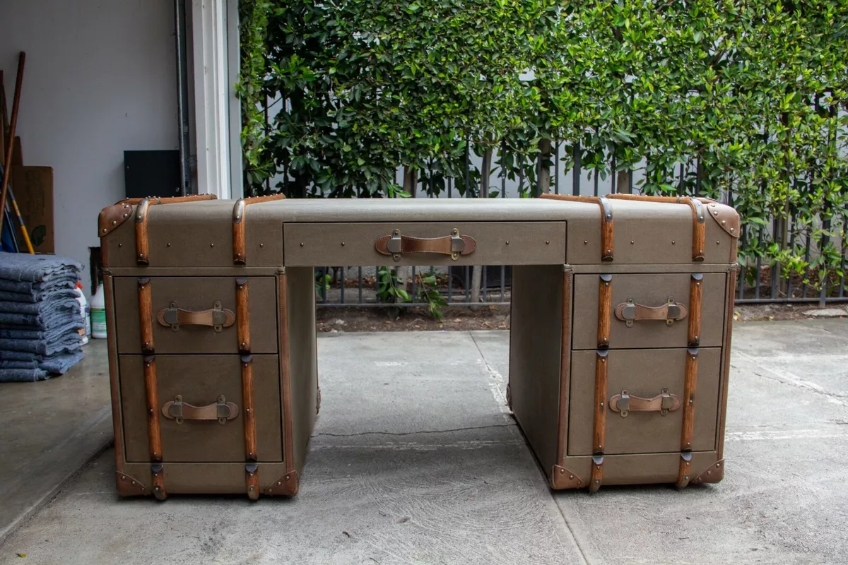 Tom Richards Antique Travel Trunk Desk Timothy Oulton Restoration
