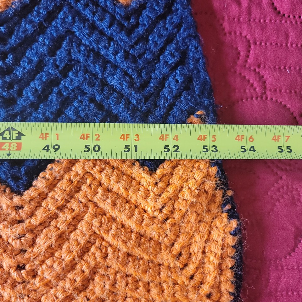 Afghan Throw Blanket UVA University of Virginia Orange/Navy Blue 53” X