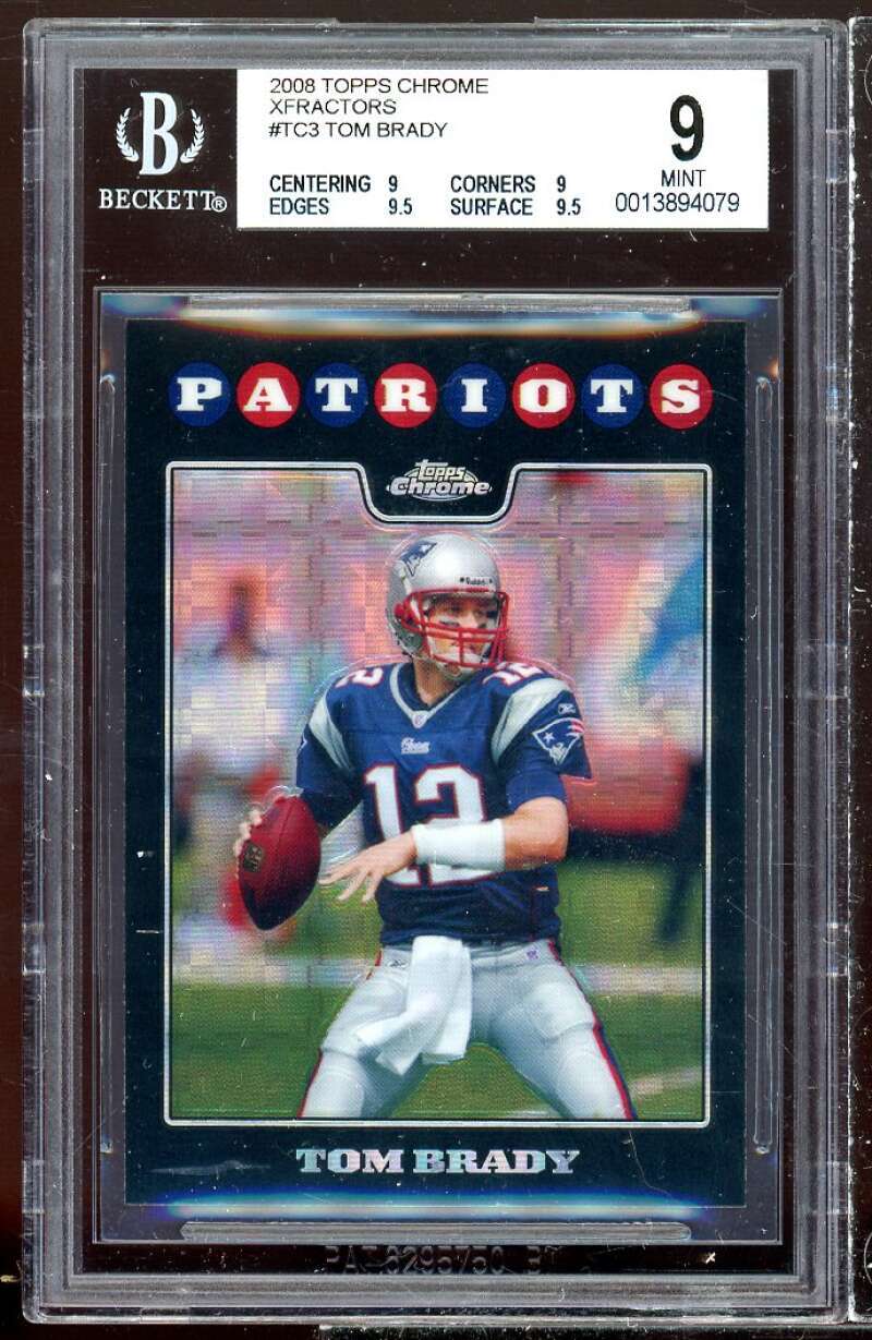 Tom Brady Card 2008 Topps Chrome Xfractors #TC3 BGS 9 (9 9 9.5 9.5)